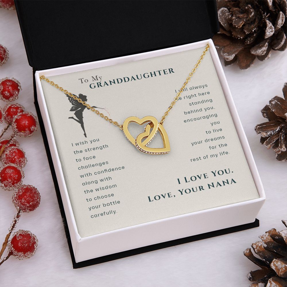 To My Granddaughter Dragonfly Necklace, Gift for Granddaughter From Nana Interlocking Hearts Necklace