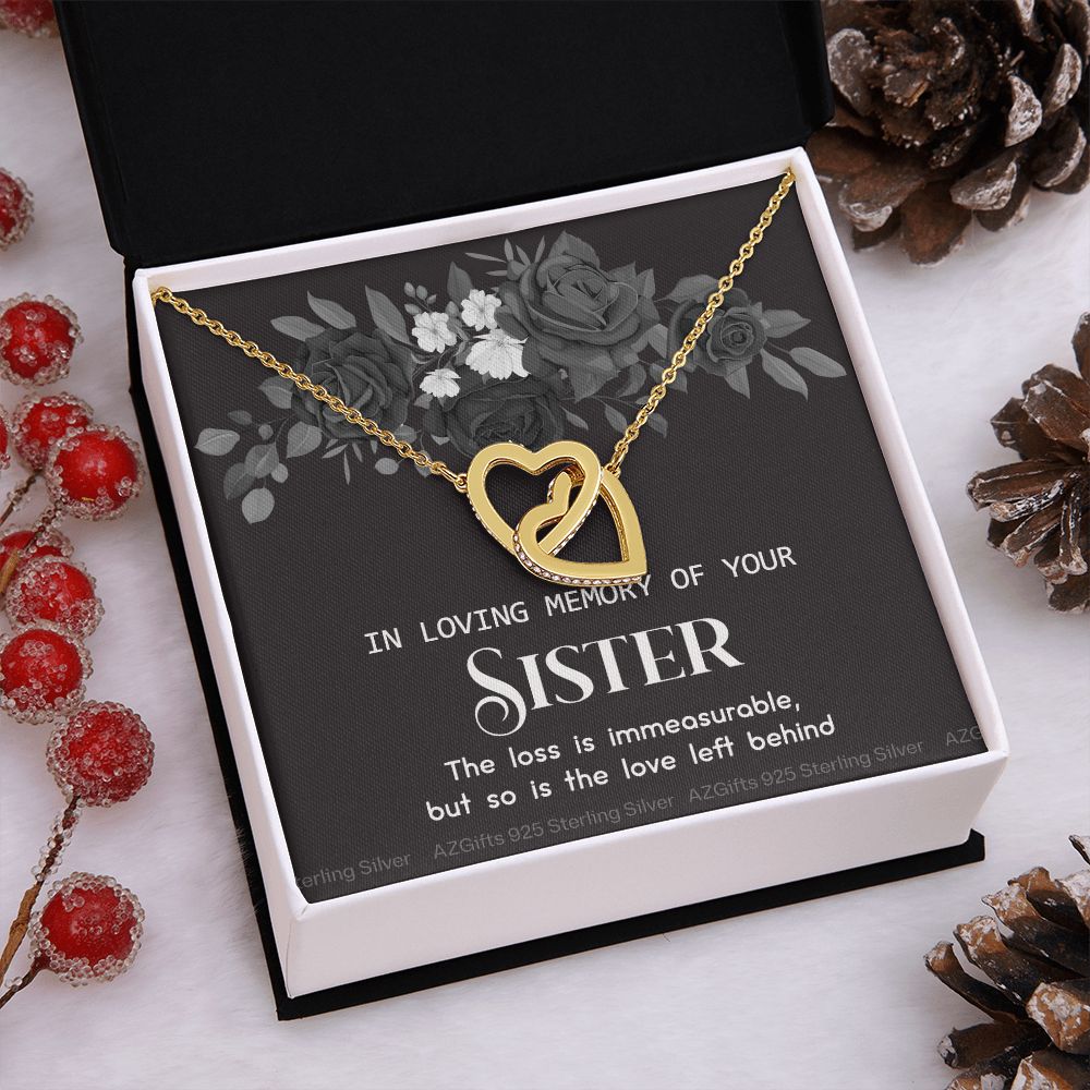 In Memory Of Your Sister, Sympathy Gift Loss Of Sister, Sympathy Gift Box, Loss Of Sister Necklace, Loss Of Sister, Loss Of A Sister Interlocking Hearts Necklace