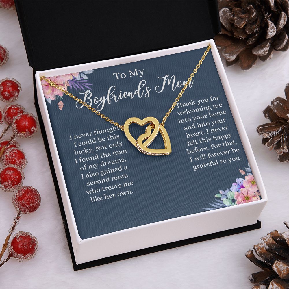 To My Boyfriends Mom Necklace, Gifts For Boyfriend Mom, Boyfriends Mom Birthday Gift, Boyfriend Mother Gift, Gifts for boyfriend mom, Boyfriend mom Mother's Day Gift Jewelry for Women Interlocking Hearts Necklace