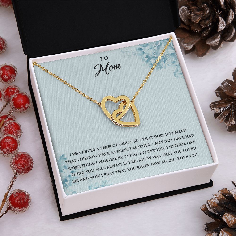 Mom Necklace Gifts for Mom from Daughter to Mom Gifts for Mothers Day from Daughter, To My Mom Necklace from Daughter to Mom Birthday Gifts Necklace with Message Card and Gift Box2227 Interlocking Hearts Necklace