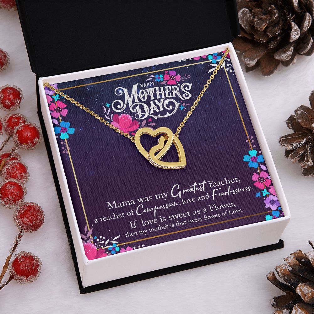 To My Mom Mother Necklace Pendant Gìt From Daughter Or Son Happy Mothers Day Mama Was My Greatest Teacher With Message Card Gift For Mom Interlocking Hearts Necklace