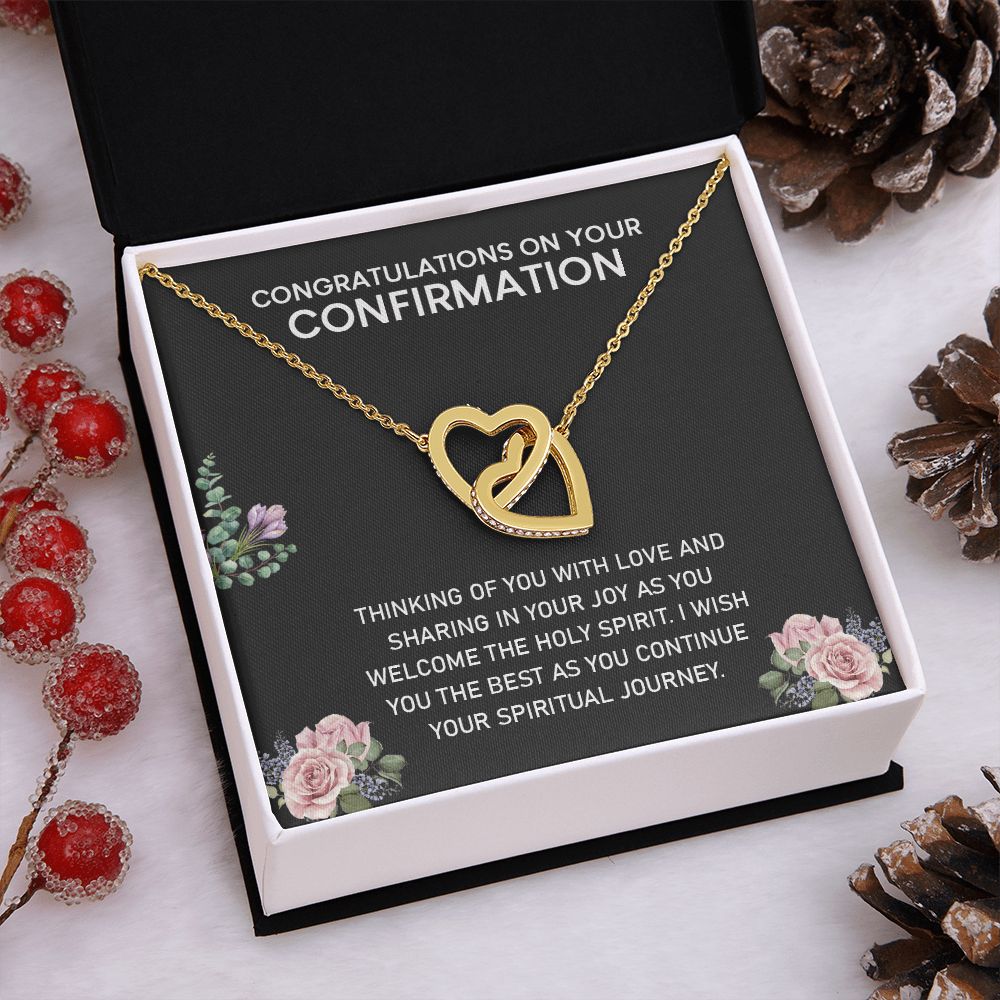 Congratulations On Your Confirmation Love Knot Necklace, Confirmation Gift Interlocking Hearts Necklace