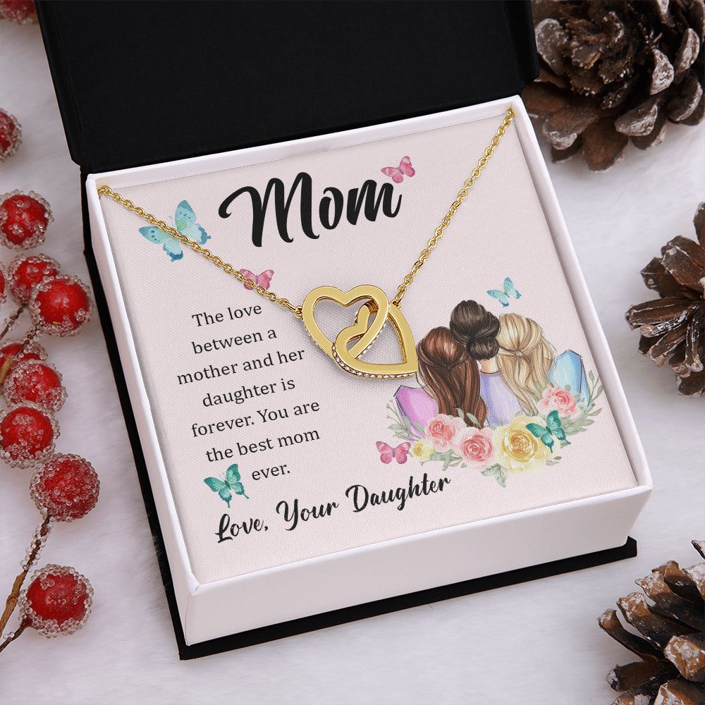 Mom Necklace Gifts for Mom from Daughter to Mom Gifts for Mothers Day from Daughter, To My Mom Necklace from Daughter to Mom Birthday Gifts Necklace with Message Card and Gift Box21 Interlocking Hearts Necklace