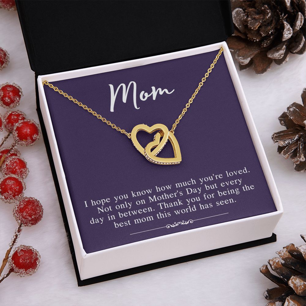 Mom Necklace Gifts for Mom from Daughter to Mom Gifts for Mothers Day from Daughter, To My Mom Necklace from Daughter to Mom Birthday Gifts Necklace with Message Card and Gift Box2239 Interlocking Hearts Necklace