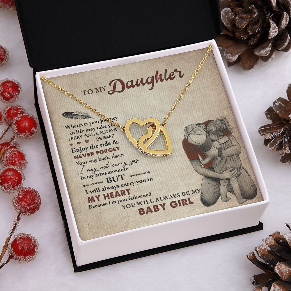 To My Daughter Necklaces Pendants - Father and Daughter Necklace - Gift from Daddy - Luxury Necklace Silver On Birthday, Anniversary - Includes Gift Box Interlocking Hearts Necklace