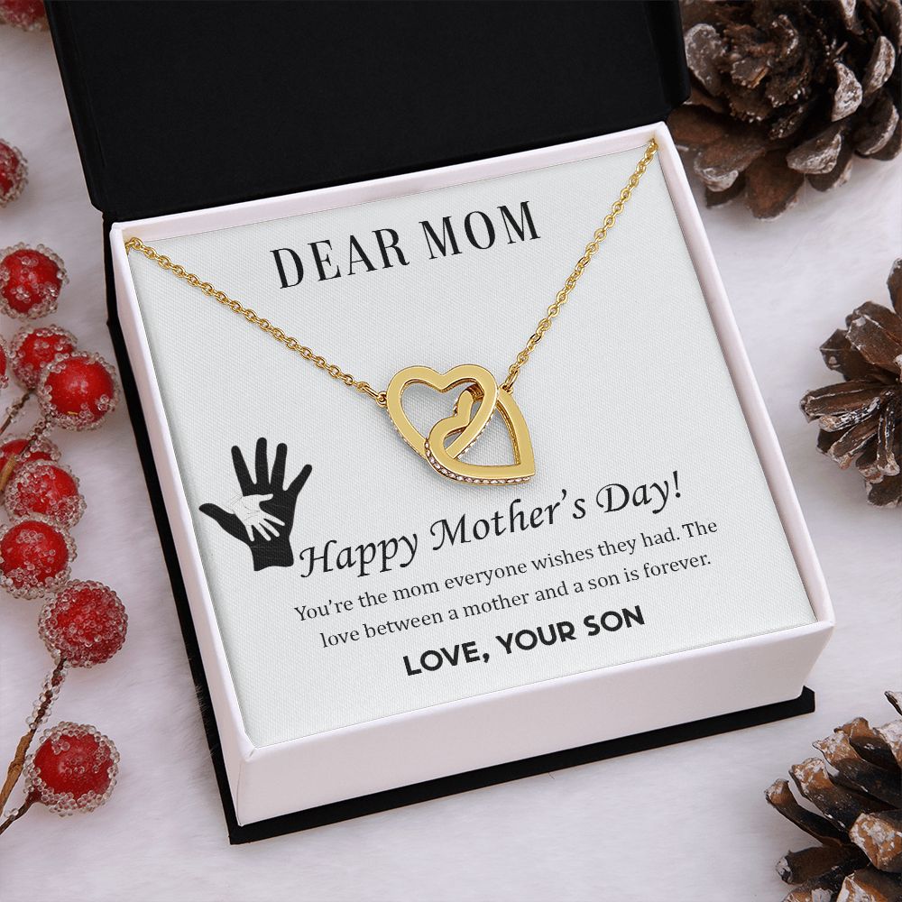 2Mom Necklace Gifts for Mom from Daughter to Mom Gifts for Mothers Day from Daughter, To My Mom Necklace from Daughter to Mom Birthday Gifts Necklace with Message Card and Gift Box2228 Interlocking Hearts Necklace