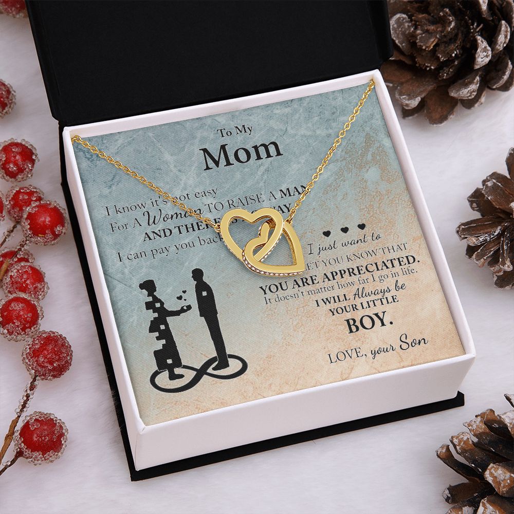 Mom Gift From Son To Mother Necklace Thoughtful Birthday Gift Sentimental Interlocking Hearts Necklace