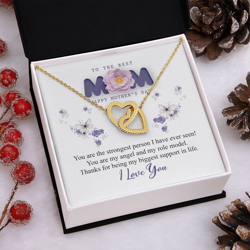 To The Best Mom Necklace, Best Mom Gifts, Mothers Day Gifts, Birthday Gift For Mom Interlocking Hearts Necklace