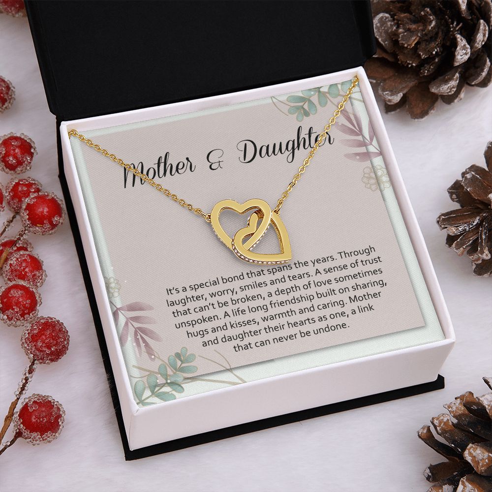 Mom Necklace Gifts for Mom from Daughter to Mom Gifts for Mothers Day from Daughter, To My Mom Necklace from Daughter to Mom Birthday Gifts Necklace with Message Card and Gift Box2245 Interlocking Hearts Necklace