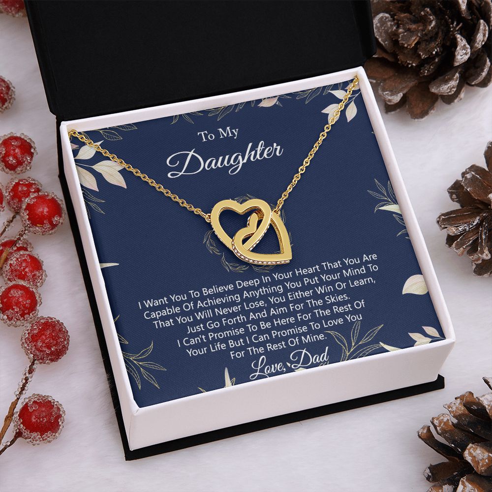 Gift For Daughter from Dad Daughter Father Necklace for Daughter Gift from Dad To My Daughter Necklace Daughters Birthday Christmas Jewelry Birthday Gifts for Women Girls Interlocking Hearts Necklace