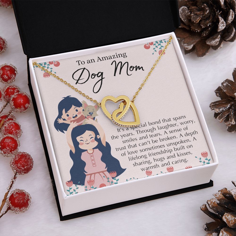 Love Knot Necklace, Dog Mom Gift For Mother's Day, Dog Mom Necklace For Women, Dog Mama Sentimental Gift, Dog Lover Gifts For Her, Unique Interlocking Hearts Necklace