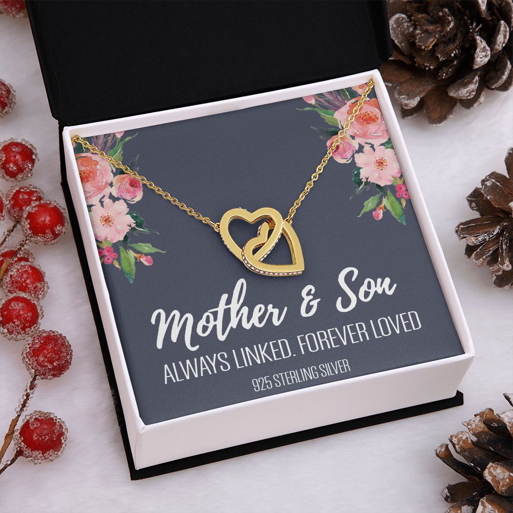 Gift For Mom From Son, Mother Son Gifts, Happy Mother's Day Necklace, Mom Gift Interlocking Hearts Necklace