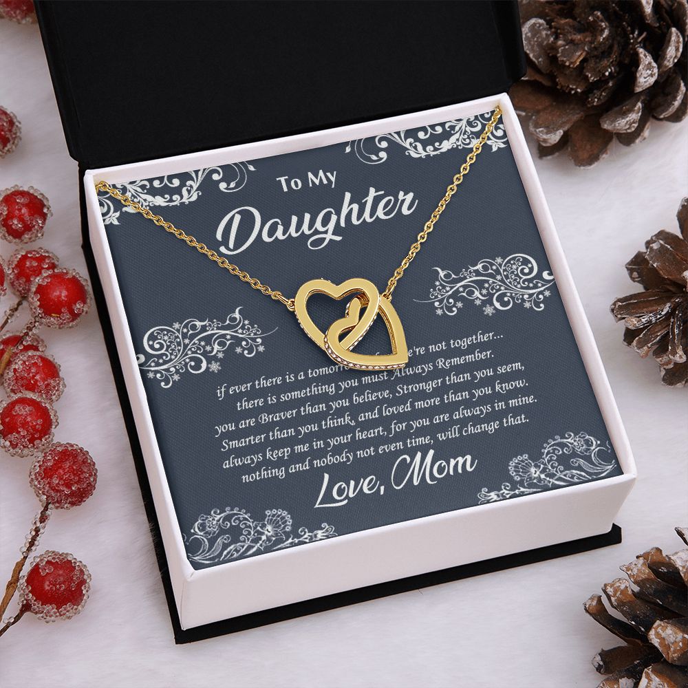 Jewelry Pendant Present for Daughter, To My Daughter Gift Necklace from Mom, Mother Daughter Gift Ideas, Birthday Christmas Gift Graduation Gifts for Daughters, Mother and Daughter Necklace 19 Interlocking Hearts Necklace