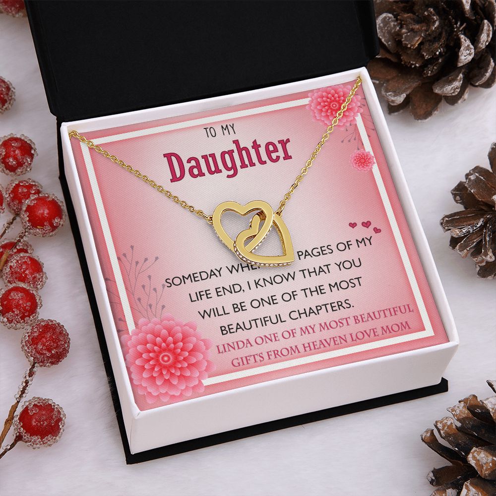 To My Daughter Gift Necklace from Mom, Mother and Daughter Necklace for Girls, Mother Daughter Gift Ideas, Jewelry Pendant Interlocking Hearts Necklace