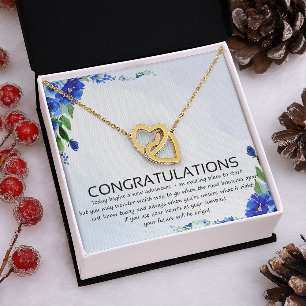 Graduation Compass Necklace - Perfect gift to say congratulations to high school Congrats Graduation Pendants Gift For Daughter, Granddaughter, Niece, Sister Interlocking Hearts Necklace
