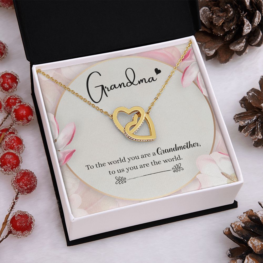 To My Grandma Necklace, Gift for Grandmother Necklace, Mothers Day Gift For Grandma Nana, Grandma Jewelry From Grandchildren GrandKids , Jewelry Box Gift For Grandma Grandmother8 Interlocking Hearts Necklace