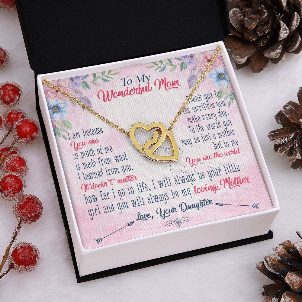 To My Wonderful Mom Necklace Pendant Gift From Daughter Necklace Gift For To Mom Happy Mother's Day Mother In Law Gift On Birthday Anniversary Gift 30821 Interlocking Hearts Necklace