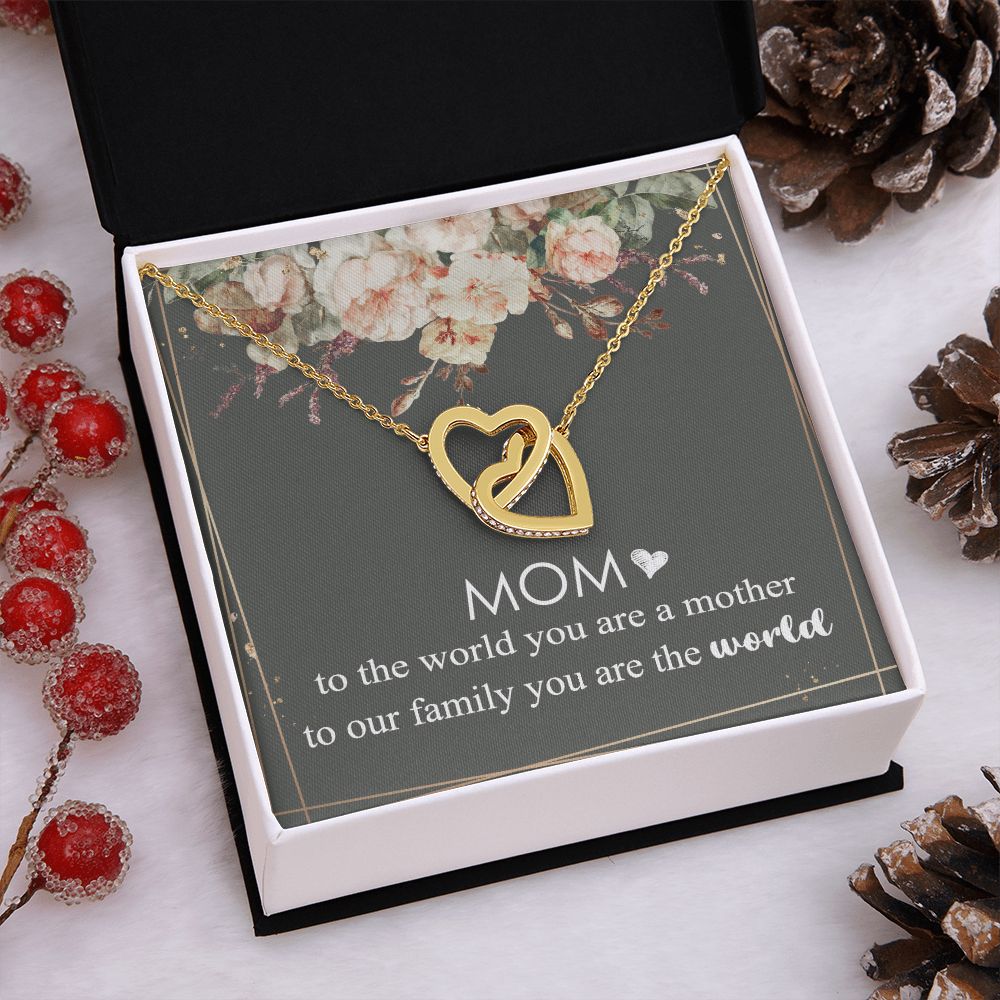 Mom Necklace Gifts for Mom from Daughter to Mom Gifts for Mothers Day from Daughter, To My Mom Necklace from Daughter to Mom Birthday Gifts Necklace with Message Card and Gift Box4 Interlocking Hearts Necklace