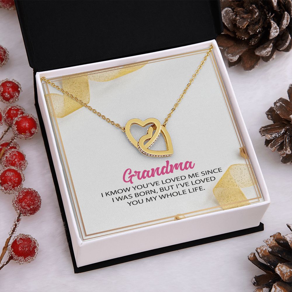 To My Grandma Necklace, Gift for Grandmother Necklace, Mothers Day Gift For Grandma Nana, Grandma Jewelry From Grandchildren GrandKids , Jewelry Box Gift For Grandma Grandmother12 Interlocking Hearts Necklace