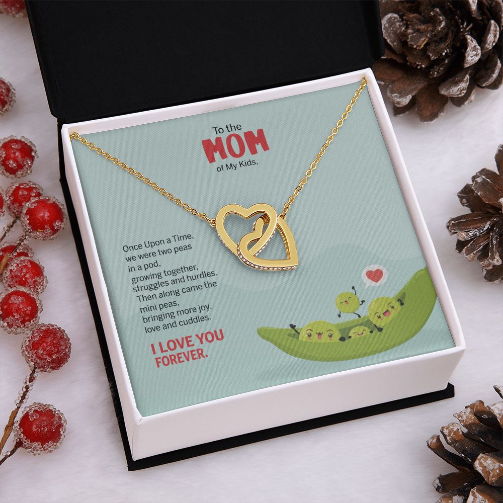 To My Mom Peas Pod Necklace From Kids, Gift For Mom On Mother's Day Jewelry Mom Interlocking Hearts Necklace