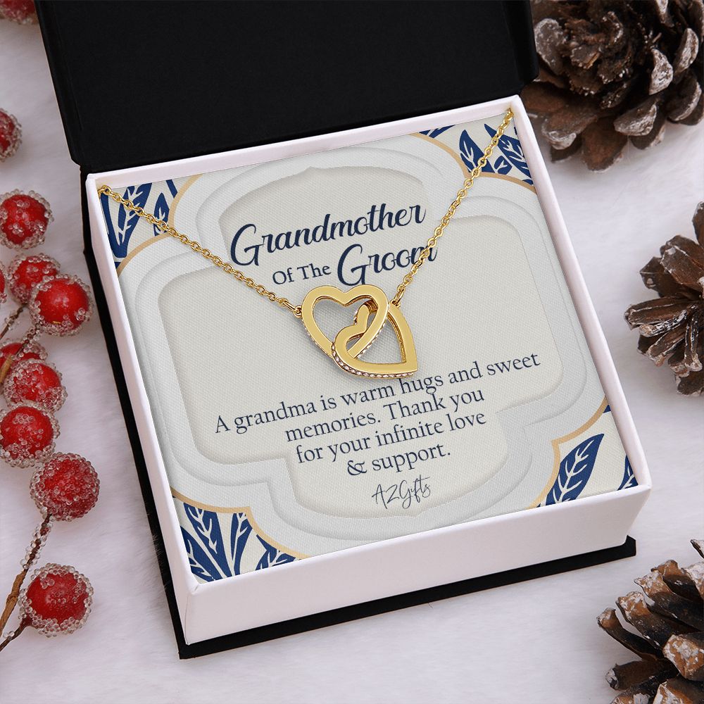 To My Grandmother Necklace, Gift for Grandmother Necklace, Mothers Day Gift For Grandma Nana, Grandma Jewelry From Grandchildren GrandKids , Jewelry Box Gift For Grandma Grandmother3 Interlocking Hearts Necklace