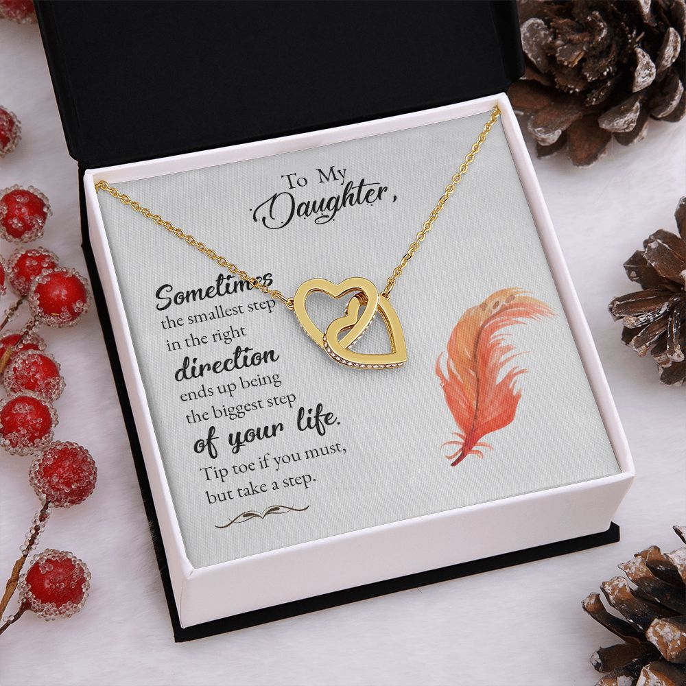 To My Daughter Necklace Pendant Gift From Mom Necklace Tip Toe If You Must With Message Card Gift Box Gift For To Daughter, Daughter In Law On Birthday Anniversary Interlocking Hearts Necklace