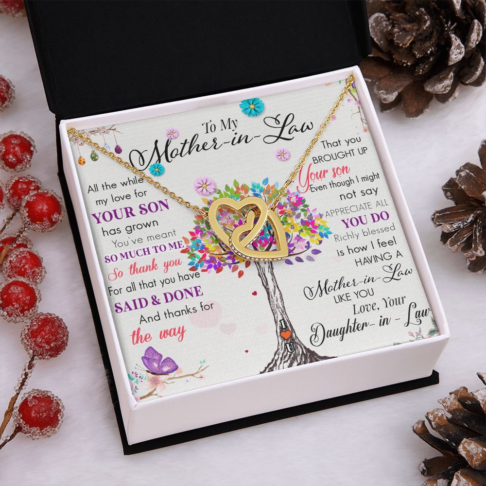 To My Mom Tree Necklace Pendant Gift From Daughter In Law Necklace Said And Done Gift For To Mom Happy Mother's Day Mother In Law Gift On Birthday Anniversary Gift 30821 Interlocking Hearts Necklace