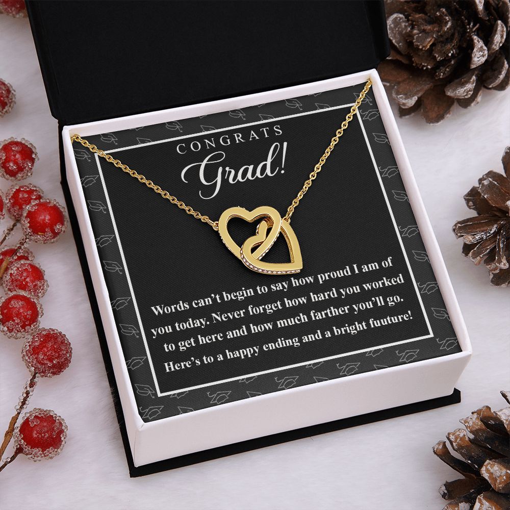 College Graduation Gift Necklace for Daughter, My Daughter Love Knots Necklace Congrats Graduation Pendants Gift For Daughter, Granddaughter, Niece, Sister Interlocking Hearts Necklace