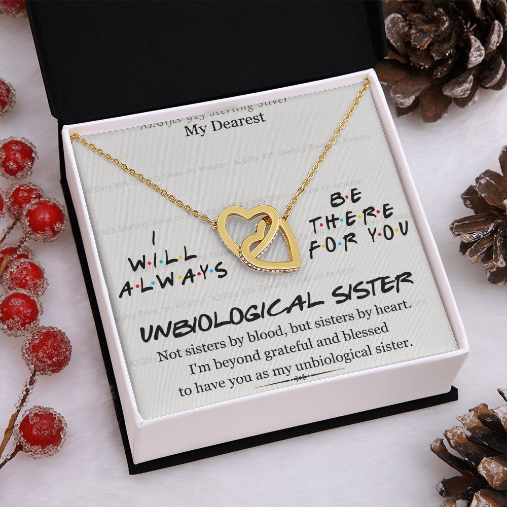 To My Unbiological Sister Necklace Pendant Gift for Soul Sister Unbiological Sister Gift for Women Girls My Unbiological Sister Jewelry Birthday Gift Idea 301 Interlocking Hearts Necklace