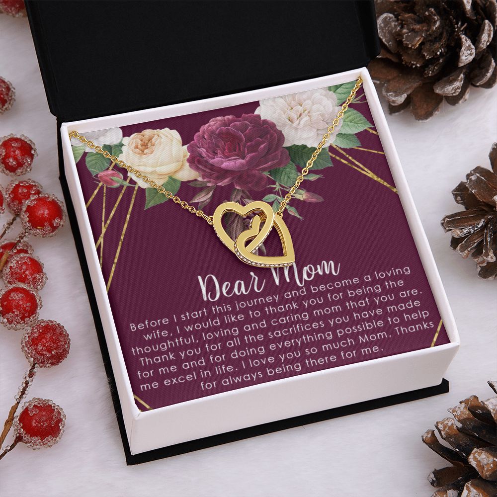 To My Mom Necklace, Gift For Mom, Mother's Day Gift from Daughter, Mom Jewelry Gift for Mothers Day, Birthday Gift for Mother, Moms Gift from Daughter Son, Necklace for Mom Mother2 Interlocking Hearts Necklace