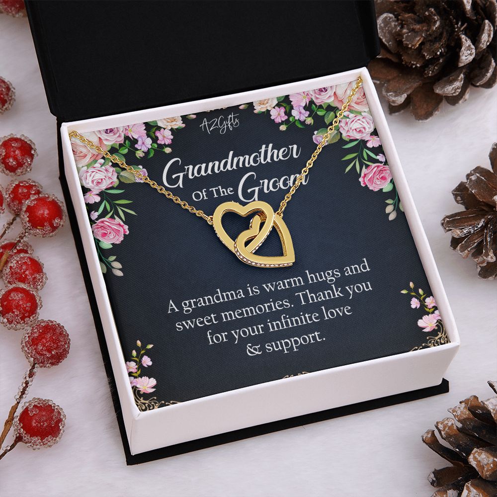 To My Grandmother Necklace, Gift for Grandmother Necklace, Mothers Day Gift For Grandma Nana, Grandma Jewelry From Grandchildren GrandKids , Jewelry Box Gift For Grandma Grandmother2 Interlocking Hearts Necklace