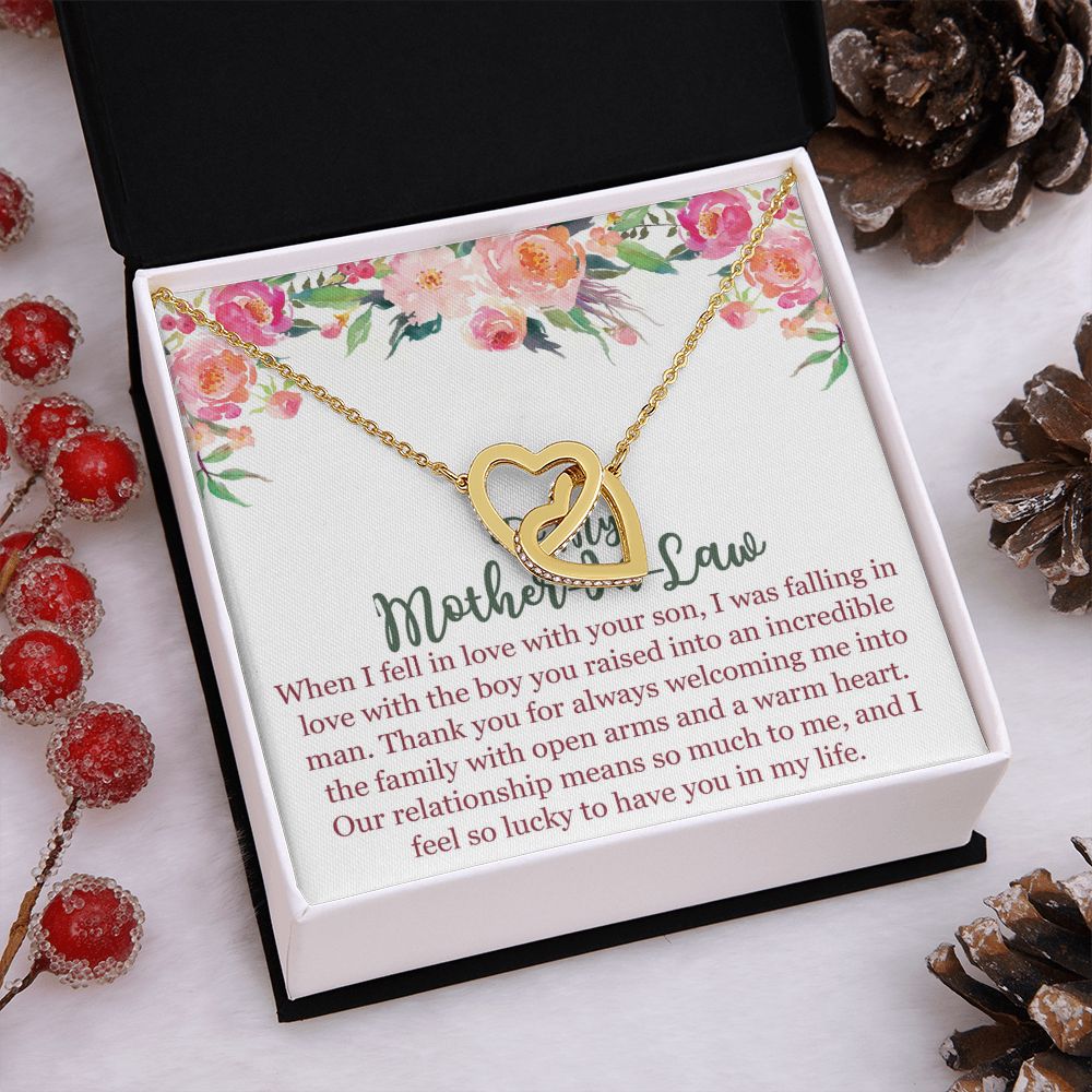To My Mom In Law Necklace Pendant Gift From Son Happy Mother's Day Gift For Mom Birthday, Anniversary Love With Your Son Interlocking Hearts Necklace