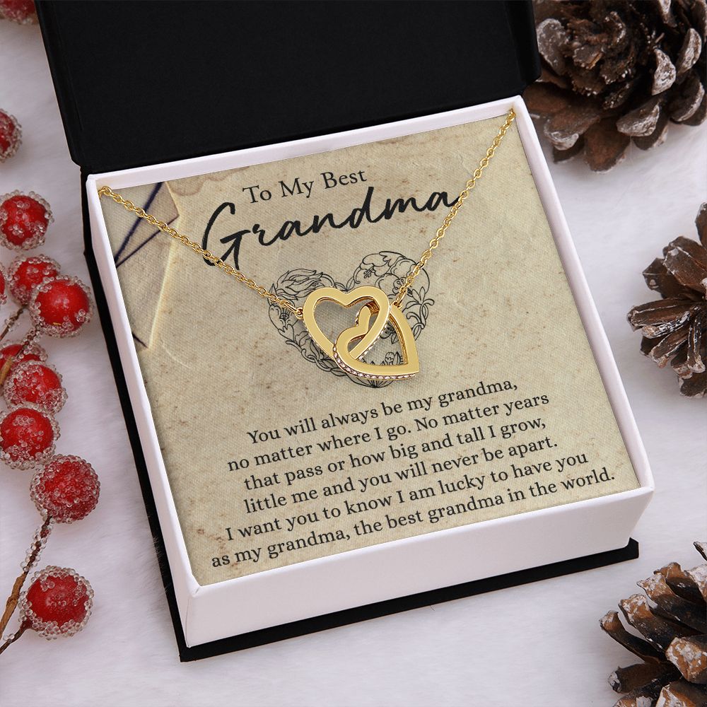 To My Grandma Necklace, Gift for Grandmother Necklace, Mothers Day Gift For Grandma Nana, Grandma Jewelry From Grandchildren GrandKids , Jewelry Box Gift For Grandma Grandmother6 Interlocking Hearts Necklace