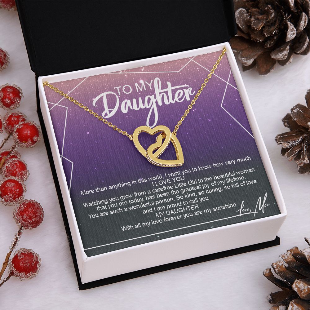 To My Daughter Alluring Beautiful Necklace, Jewelry For Daughter, Daughter Gift Interlocking Hearts Necklace