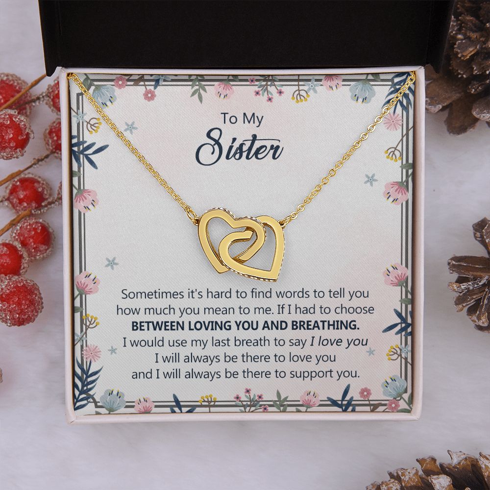 To My Sister Necklace Pendant Inspirational Jewelry For Women Teen Girl Family and Friendship Gifts Sisters Gifts Idea Sister Jewelry Necklace for Sisters Sentimental Gifts for Sister 301 Interlocking Hearts Necklace