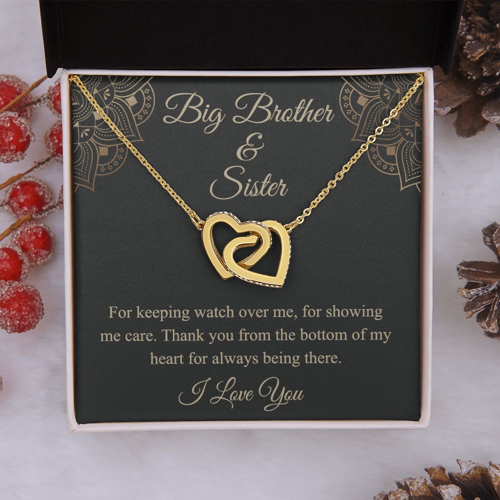 Brother Christmas Gift Chain Necklace, Christmas Gift for Brother from Sister Interlocking Hearts Necklace