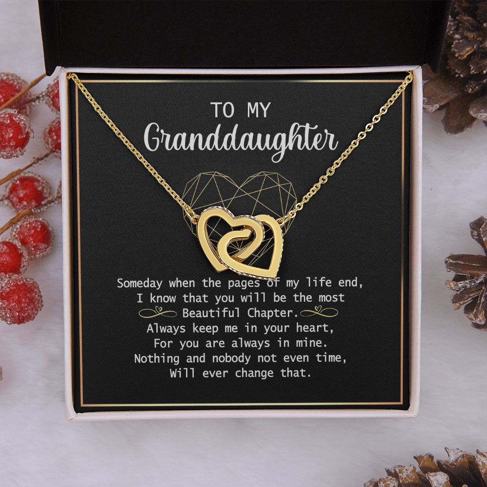 To my Granddaughter Necklace Gift For Granddaughter Birthday Congrats Graduation Interlocking Hearts Necklace