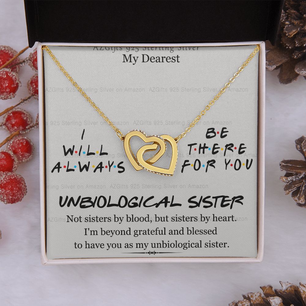 To My Unbiological Sister Necklace Pendant Gift for Soul Sister Unbiological Sister Gift for Women Girls My Unbiological Sister Jewelry Birthday Gift Idea 301 Interlocking Hearts Necklace