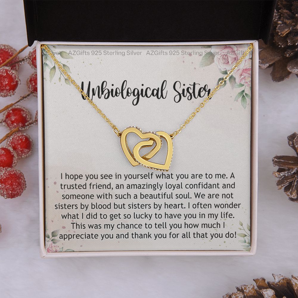 Gifts For Unbiological Sister, Unbiological Sister Gift, Unbiological Sister Gift Birthday, Gift For Best Friends Birthday, Best Friend Gift Interlocking Hearts Necklace