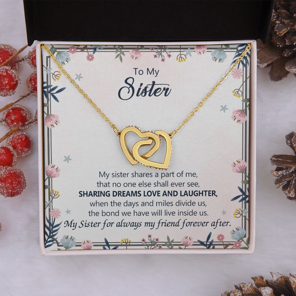To My Sister Necklace Pendant Inspirational Jewelry For Women Teen Girl Family and Friendship Gifts Sisters Gifts Idea Sister Jewelry Necklace for Sisters Gift for Sister 301 Interlocking Hearts Necklace