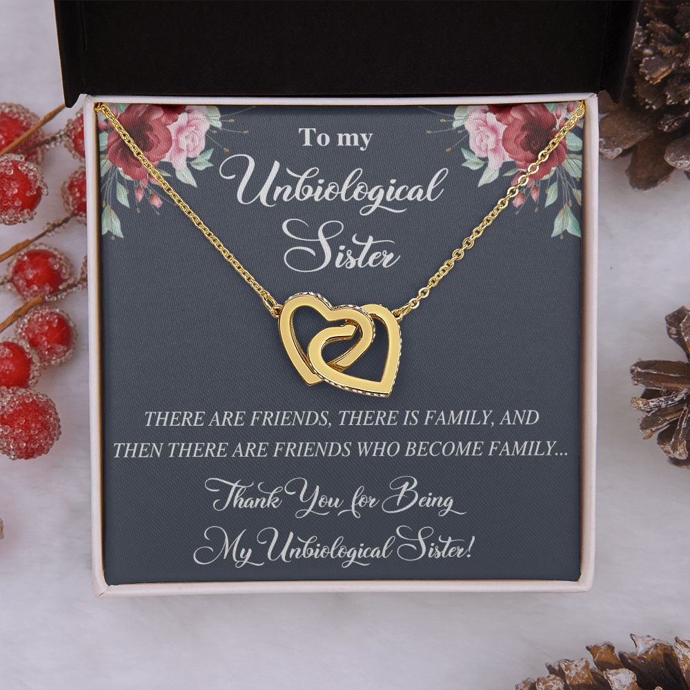 Unbiological Sister Alluring Beautiful Necklace, Best Friend Necklace, Soul Gift Interlocking Hearts Necklace
