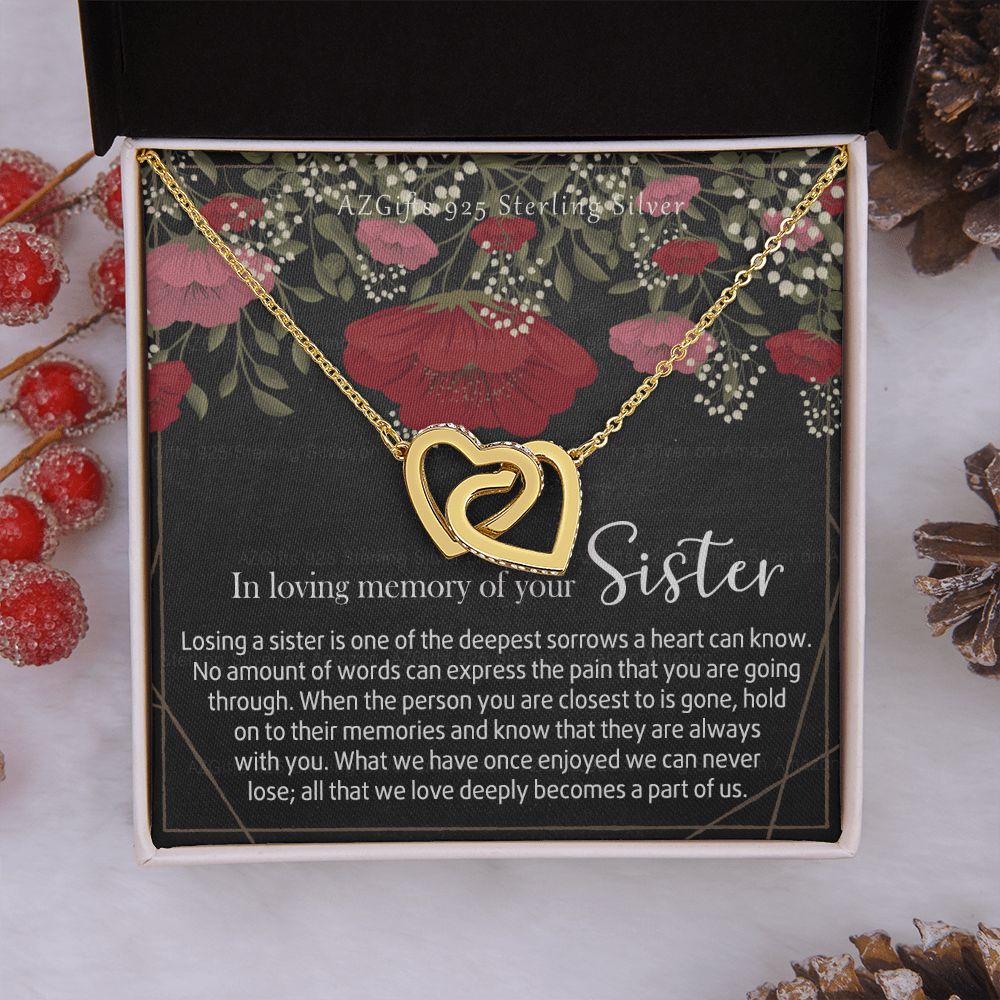 In Loving Memory of Your Sister Necklace Grief Gifts for Grieving Gift for Memorial Pendant Necklace Gifts for Remembrance Gifts for Bereavement Gifts Sorry for Your Loss 301 Interlocking Hearts Necklace