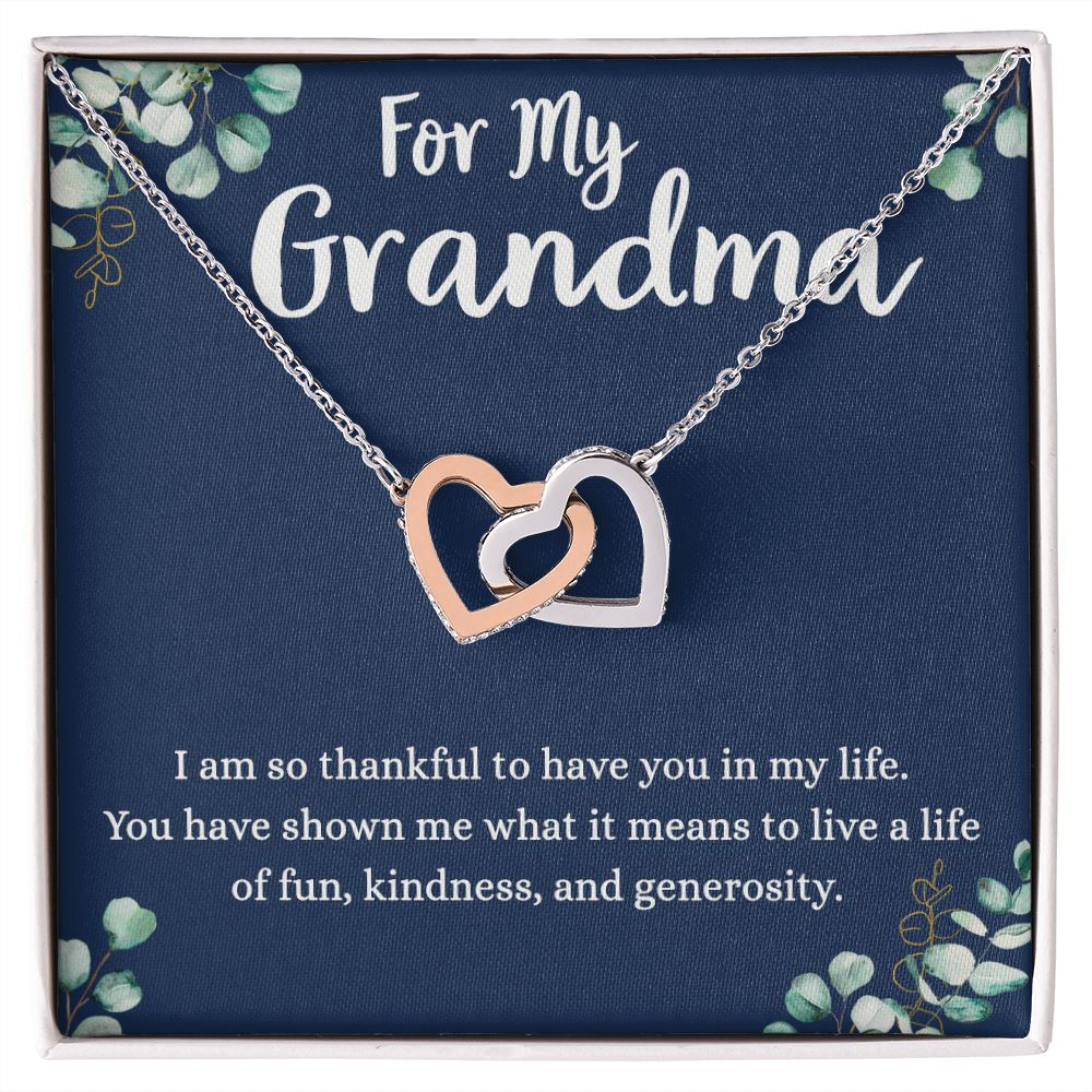 To My Grandma Necklace, Gift for Grandmother Necklace, Mothers Day Gift For Grandma Nana, Grandma Jewelry From Grandchildren GrandKids , Jewelry Box Gift For Grandma Grandmother4 Interlocking Hearts Necklace