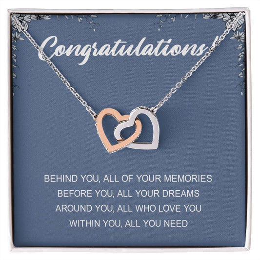 Graduation Gift Necklace for Girls College, High School, Love Knot Necklace Congrats Graduation Pendants Gift For Daughter, Granddaughter, Niece, Sister Interlocking Hearts Necklace