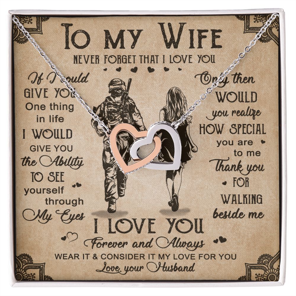 Birthday Gifts For Wife, Necklace Gifts For Wife From Husband, To My Wife Jewelry For Women , To My Wife Necklace  from Husband Wedding Anniversary Present For Wife, Beautiful Wife Jewelry Christmas20 Interlocking Hearts Necklace