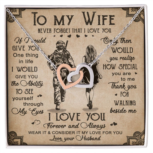 Birthday Gifts For Wife, Necklace Gifts For Wife From Husband, To My Wife Jewelry For Women , To My Wife Necklace  from Husband Wedding Anniversary Present For Wife, Beautiful Wife Jewelry Christmas20 Interlocking Hearts Necklace