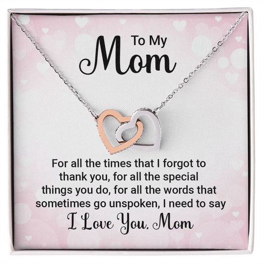 To My Mom Necklace, Gift For Mom, Mother's Day Gift from Daughter, Mom Jewelry Gift for Mothers Day, Birthday Gift for Mother, Moms Gift from Daughter Son, Necklace for Mom Mother 23 Interlocking Hearts Necklace