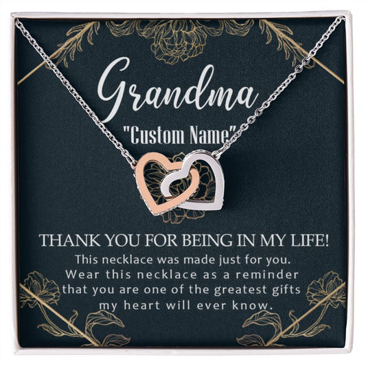 To My Grandma Necklace, Gift for Grandmother Necklace, Mothers Day Gift For Grandma Nana, Grandma Jewelry From Grandchildren GrandKids , Jewelry Box Gift For Grandma Grandmother1 Interlocking Hearts Necklace