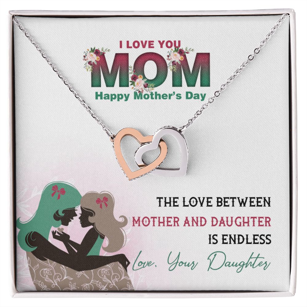 Mom Necklace Gifts for Mom from Daughter to Mom Gifts for Mothers Day from Daughter, To My Mom Necklace from Daughter to Mom Birthday Gifts Necklace with Message Card and Gift Box2236 Interlocking Hearts Necklace