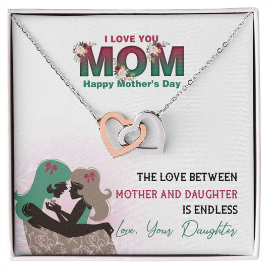 Mom Necklace Gifts for Mom from Daughter to Mom Gifts for Mothers Day from Daughter, To My Mom Necklace from Daughter to Mom Birthday Gifts Necklace with Message Card and Gift Box2236 Interlocking Hearts Necklace